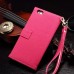 iPhone 6 6s Plus 5.5 - H Pattern Clip PU Flip Standard Phone Protective Cover Case with Hand Strap - Hot Pink